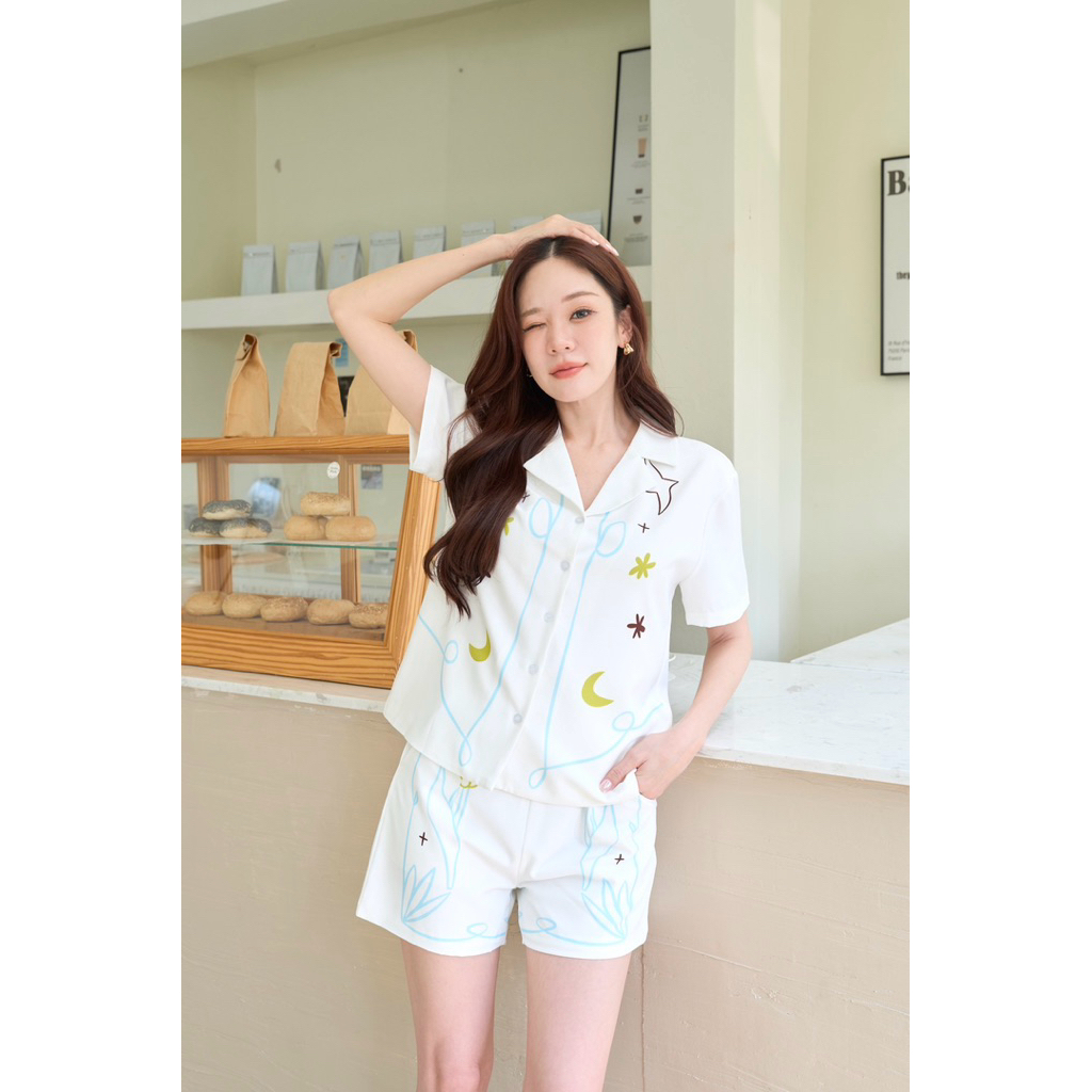 ร241 “Hawaii Set ” งานเซ็ทผ้าฝ้ายนิ่มผสมคอตตอนแบบเก๋ ลุคเกาหลีสุดๆ