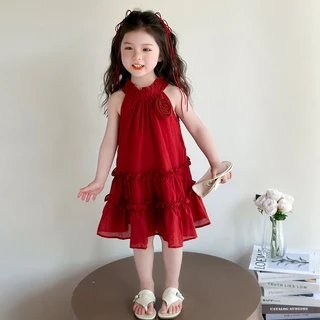 jqk ชุดเดรส กระโปรงเด็กผู้หญิง (สีแดง) รุ่น LL102