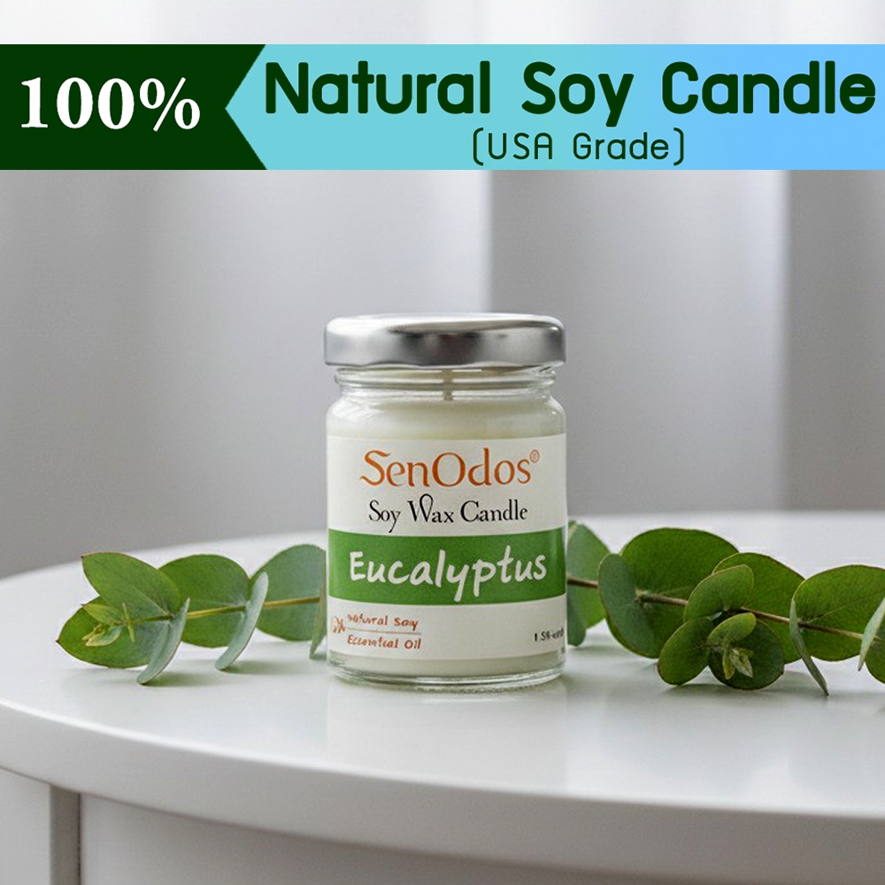 SenOdos เทียนหอมไขถั่วเหลืองแท้ เทียนหอม อโรม่า กลิ่นยูคาลิปตัส Aroma Eucalyptus45 Scented Soy Candle Aromatherapy 45g