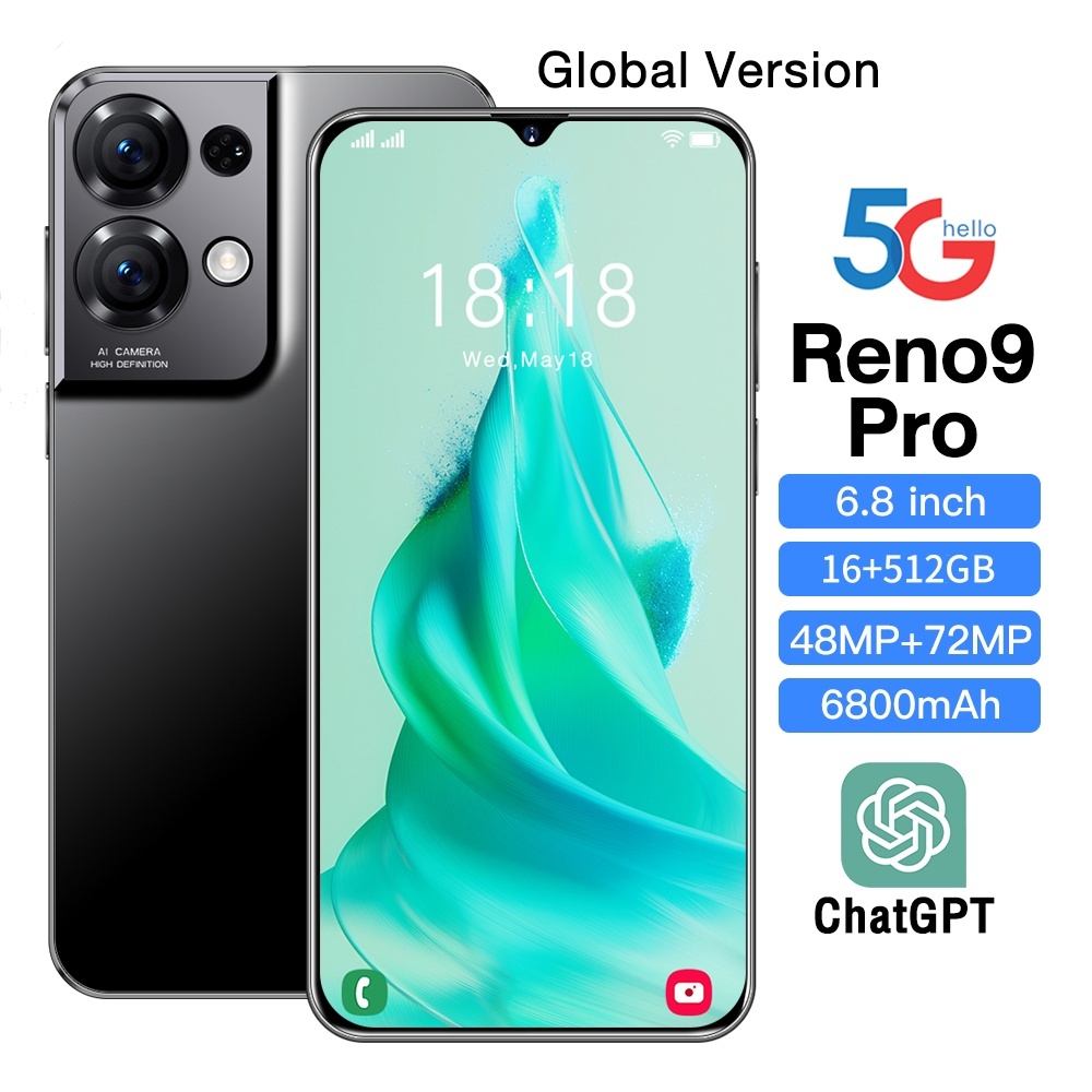 โทรศัพท์ Reno9 Pro แรม16GB รอม512GB รองรับ 2 ซิมการ์ด 6.8นิ้ว หน้าจอเต็ม รองรับแอพธนาคาร ชาร์จเร็ว โทรศัพท์มือถือราคาถูก
