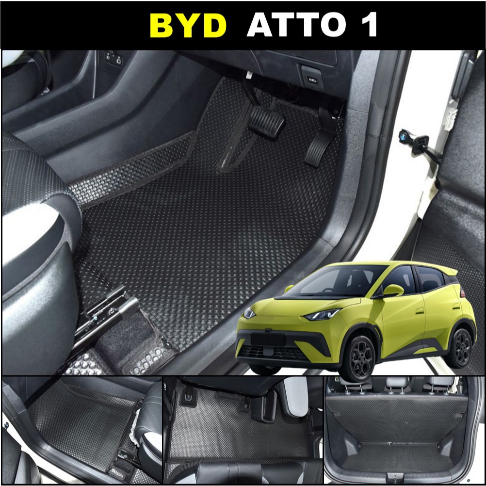 พรมกระดุมเม็ดเล็ก BYD ATTO 1 ยางปูพื้นรถยนต์ สีดำ เข้ารูป เต็มคัน