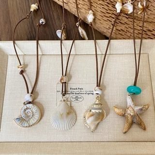 สร้อยคอ necklace สไตล์เกาหลี ins จี้ เปลือกหอย ปลาดาว หอยสังข์ สำหรับผู้หญิง y2k สวย ชายหาด วันหยุดพักผ่อน COD