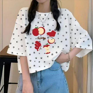 เสื้อครอปผู้หญิงสาวอวบน่ารัก oversize เสื้อผ้าคนอ้วนไซส์ใหญ่ 40-90กิโลกรัมสวยๆ เสื้อยืดแขนสั้นผู้หญิงแฟชั่นฤดูร้อนมาใหม่