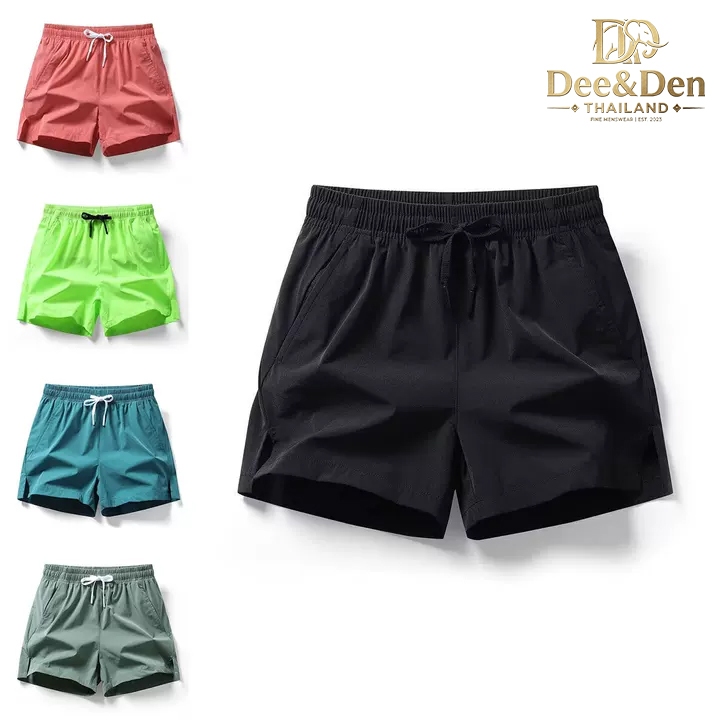 Dee&Den กางเกงกีฬาขาสั้น ผ้าเรยอน ทรงหลวมแบบแห้งเร็ว สีพื้น สไตล์เกาหลีแฟชั่นฤดูร้อน สําหรับผู้ชายและผู้หญิง