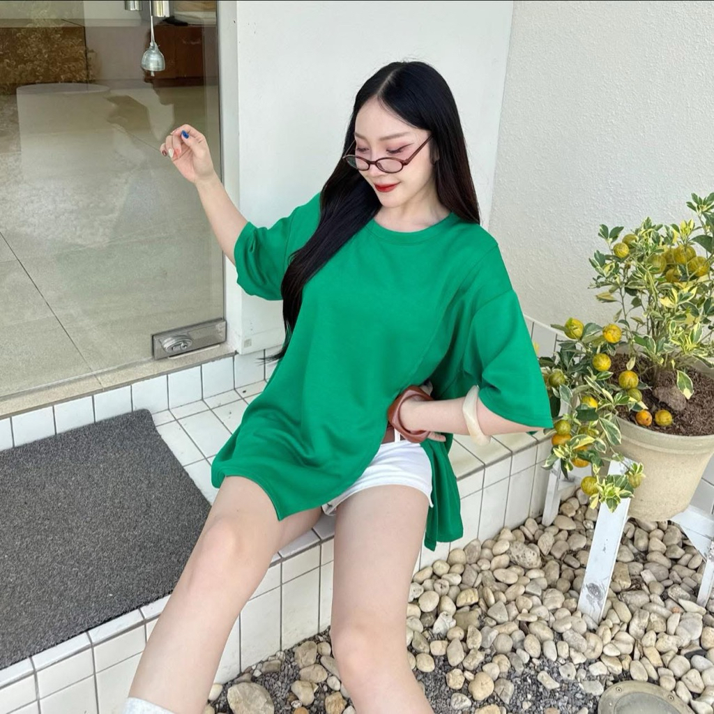 🎊 เสื้อยืดโอเวอไซส์ ผ้านาโน 🎊 ทรงสวย ผ้านิ่มใส่สบาย ใส่ได้ตลอดปีไม่มี out แมทได้หลายลุคค่า 006#
