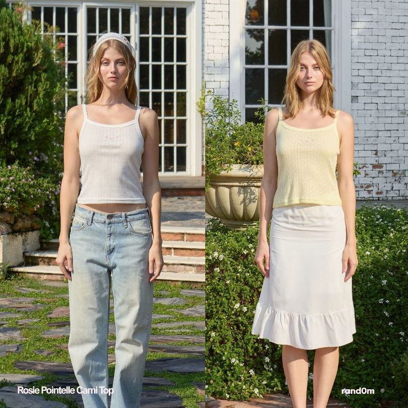 rand0m piece - Rosie pointelle cami top เสื้อสายเดี่ยวลายฉลุปักดอกกุหลาบ