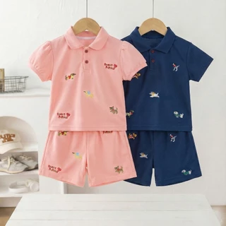 PRINCESS KESLI ชุดเซทเด็กฤดูร้อน 2ชิ้น ลำลอง แฟชั่นเกาหลี เสื้อยืดลำลองกางเกงขาสั้น