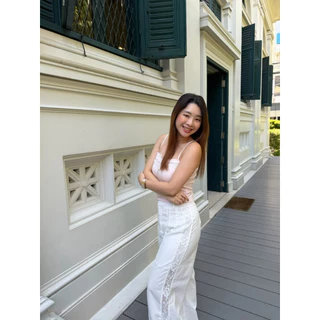 creamy mood pants กางเกงฉลุลูกไม้