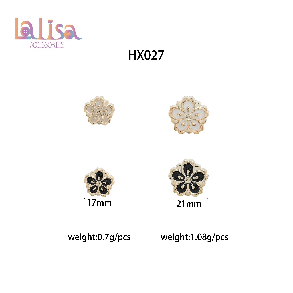 กระดุมดอกไม้หรูสไตล์คลาสสิก ตกแต่งแฟชั่น สไตล์มินิมอลหรู plastic button HX027