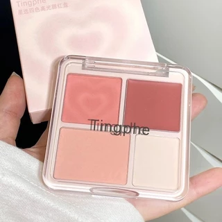 Tingphe บลัชออน 4 สี เนื้อแมตต์ แป้งละเอียด ไม่ร่วงง่าย blush สีชมพู เหมาะสำหรับใช้ในชีวิตประจำวัน