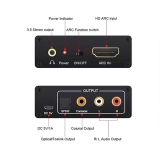 192KHz HD ARC Audio Adapter Extractor Digital To Analog Audio Converter DAC Coaxial SPDIF RCA 3.5มม.แจ็คสำหรับ HDTV