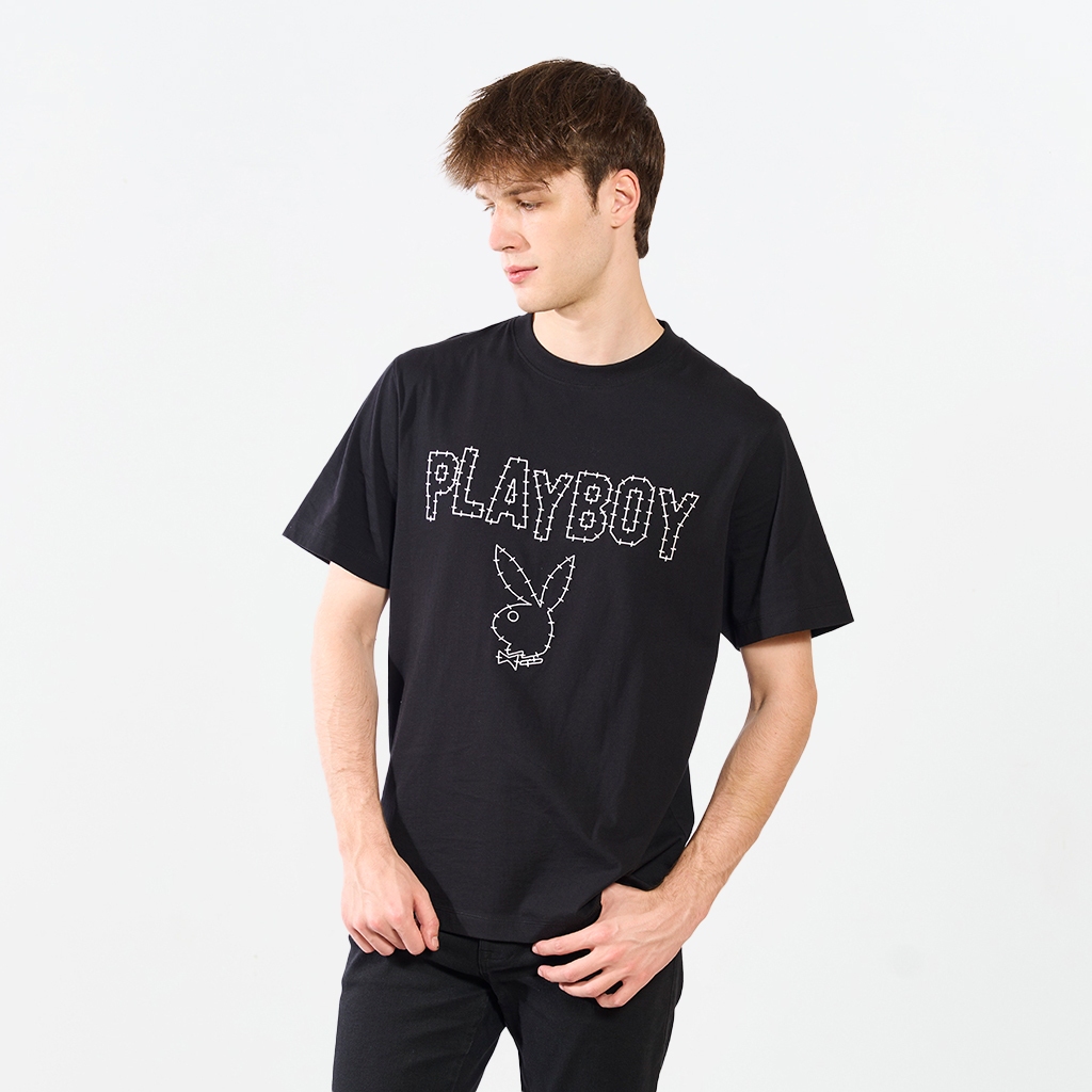 PLAYBOY 05PB เสื้อยืด   เสื้อผ้าผู้ชาย/เสื้อ/เสื้อยืดสีดำ รุ่น P1MT265TB034BK