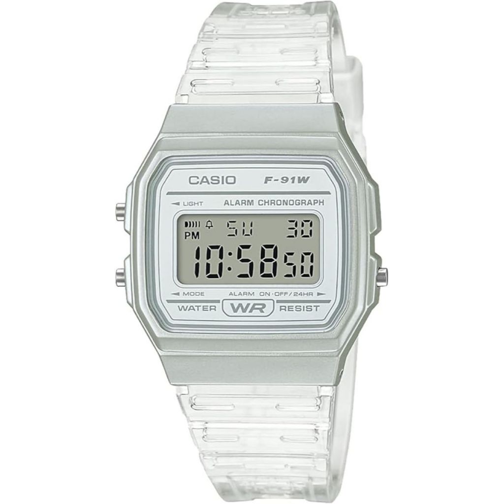CASIO F-91WS-7JH Clear Digital Watch Japan Model Slim Lightweight 7-Year Battery