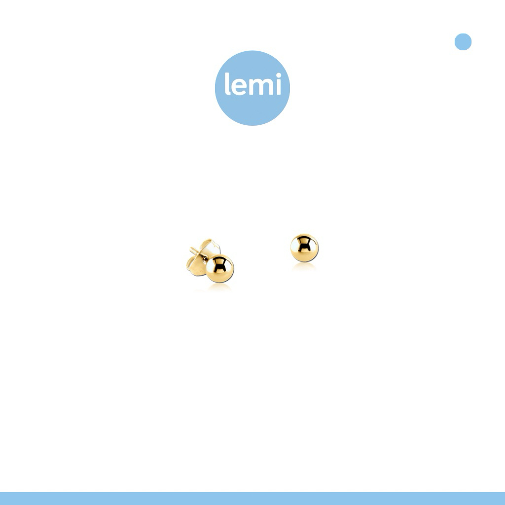 Lemi ต่างหูเพื่อผิวแพ้ง่าย Ball Gold PVD Surgical Steel