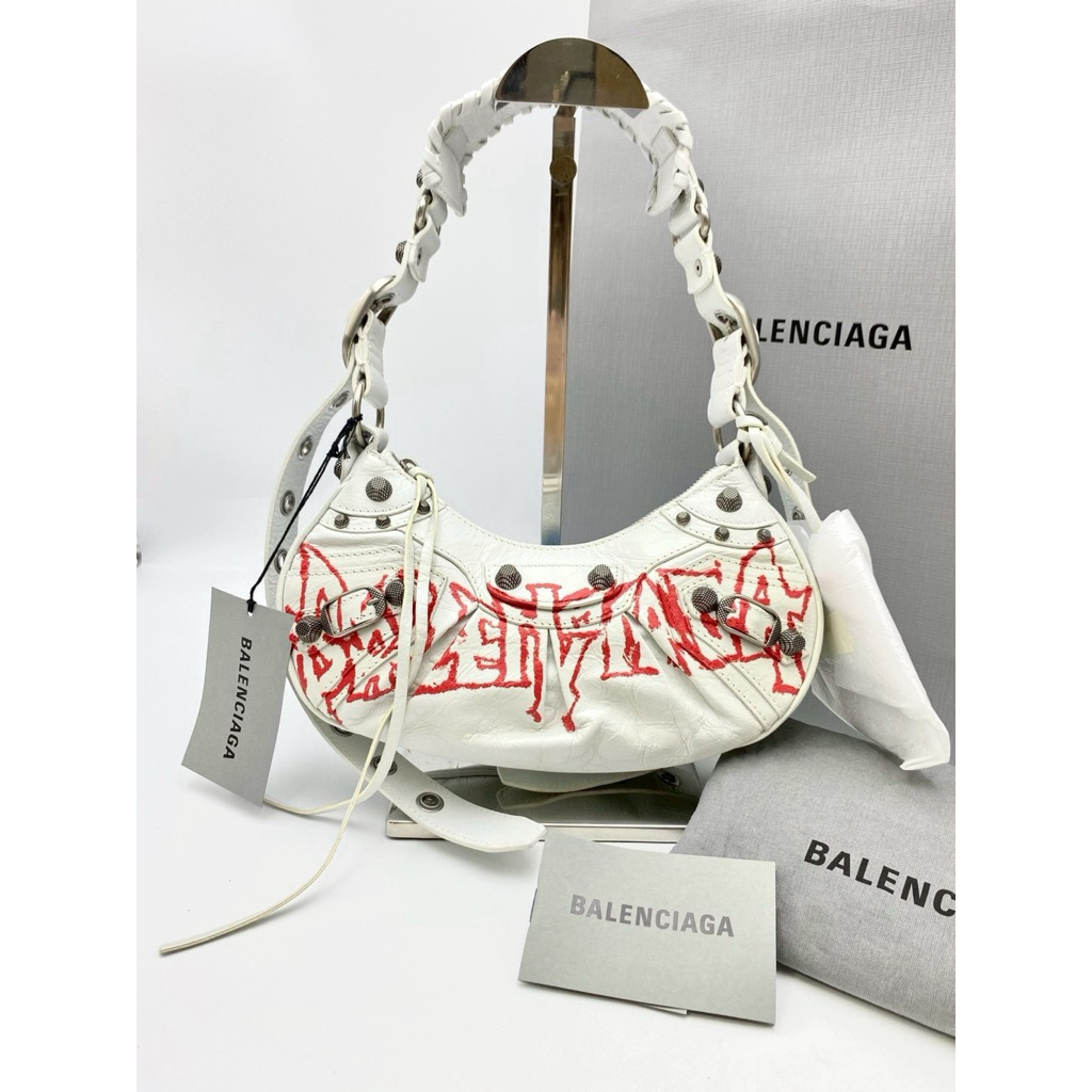 New BALENCIAGA LE CAGOLE XS SHOULDER BAG WHITE
