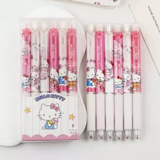 【สินค้าพร้อมส่ง】กล่อง 6 ชิ้น ปากกาหมึกเจล น่ารัก 0.5 มม. สีดำ สำหรับนักเรียน มีให้เลือกหลายสี
