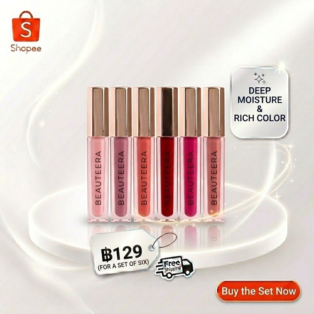 Beauteera เวลเว็ต ซอฟท์ ลิปครีม เอสเซ้นส์ ขนาด 2g. ลิปครีมเนื้อกำมะหยี่ บางเบาไม่หนักปาก ติดทนนาน เม็ดสีแน่น พร้อมบำรุง – โปรปัง