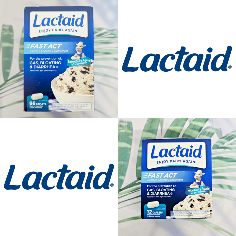 (Lactaid®) Fast Act Lactase Enzyme 12 Caplets ผลิตภัณฑ์ช่วยย่อยแลคโตส