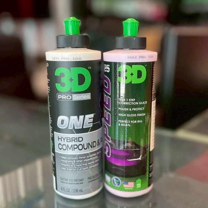 3D แพค 2 ขวด ขนาด 8oz/ 16oz 3D ONE+ 3D SPEED น้ำยาขัดสีรถ 2 ขั้นตอนสู่ที่สุดของการขัดฟื้นฟูสภาพสีรถ