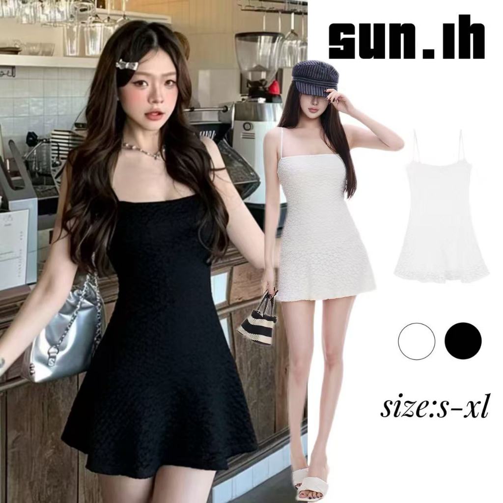 SUN🛍️พร้อมส่ง🛍️เดรสสลิปผ้าโครเชต์โปร่งเนื้อละเอียด สไตล์หรูหราและเซ็กซี่ ดีไซน์ปี 2026 บริสุทธิ์และเย้ายวนใจ