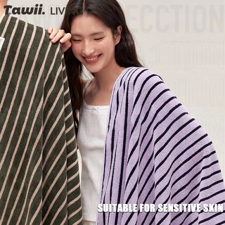Tawii. ผ้าเช็ดตัว ซึมซับได้ดีเยี่ยม ลายทาง ผ้าเช็ดตัวผืนใหญ่ แห้งไว ผ้าขนหนู 70*140CM