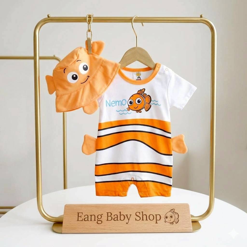 ชุดรอมเปอร์เด็กชายน่ารัก+หมวก (แรกเกิด-1ขวบ)