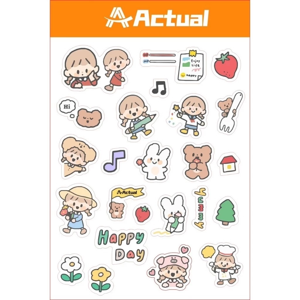Actual สติ๊กเกอร์การ์ตูน DIY สติ๊กเกอร์ตกแต่งสไตล์ Kawaii สำหรับเครื่องเขียนและงาน Scrapbook