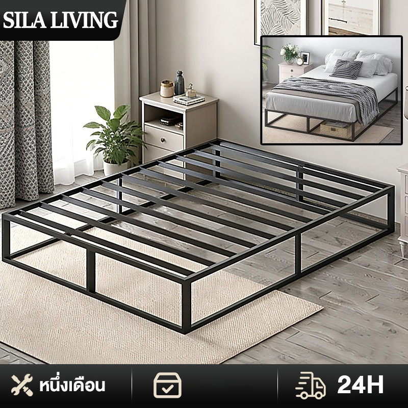 Sila เตียงเหล็ก 6 ฟุต แข็งแรง ความจุแบริ่ง 500kg Wrought iron bed เตียงโครงเหล็กโลหะ เตียงนอน