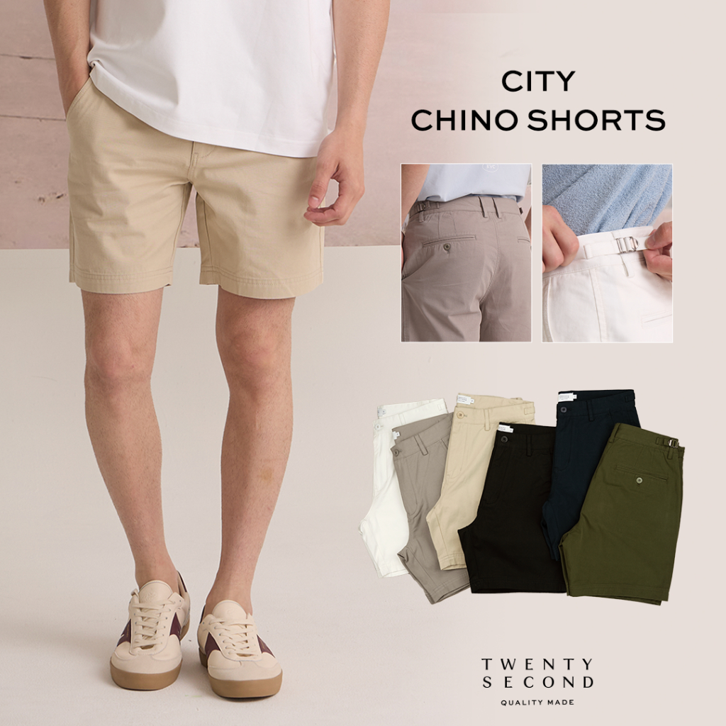 TWENTYSECOND กางเกงขาสั้นผ้าคอตต้อน รุ่น City Chino Shorts
