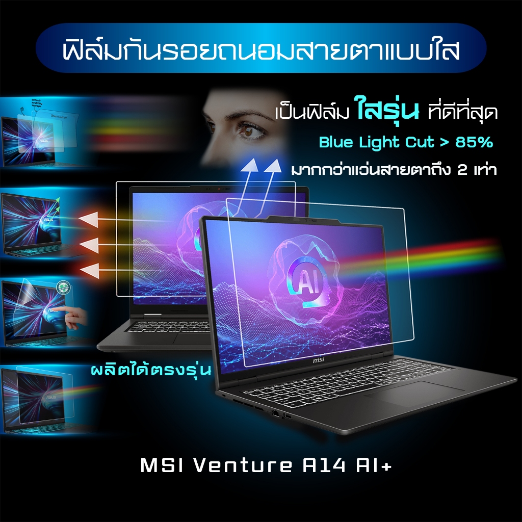 Maximum ฟิล์มกันรอยหน้าจอ คอม โน๊ตบุ๊ค รุ่น MSI Venture A14 AI+  ขนาด 14 นิ้ว 30.2x18.9 ซม.