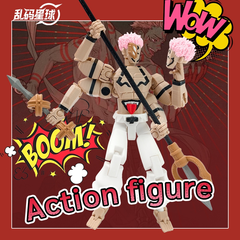 GPTOY Jujutsu Kaisen Sukuna Dual-Form Head Replacement Doll 3D พิมพ์รุ่นประกบสูง