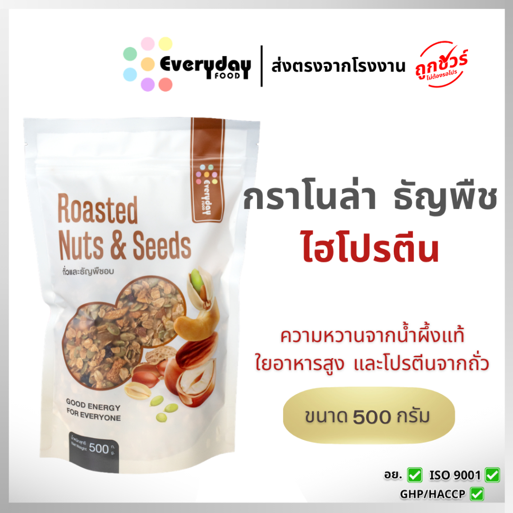 กราโนล่า 500 กรัม | Granola รสน้ำผึ้ง กลิ่นหอม ประโยชน์เยอะ อัดแน่นไปด้วยธัญพืช