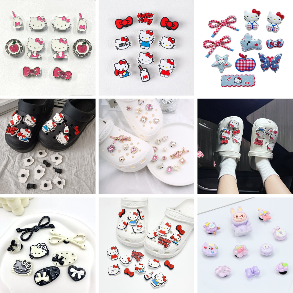 ชุดเซ็ตDIY ตัวติดรองเท้าลายการ์ตูน อะไหล่ตกแต่งรองเท้า DIY รองเท้าทุกยี่ห้อที่มีรูไซส์มาตรฐานติดได้ 1เซ็ต ติดได้ 2ข้าง