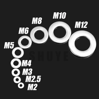 SHUYE สแตนเลสเครื่องซักผ้าแบน 580 ชิ้นแพคเกจรวมกัน ม2-ม12 หลายข้อกําหนดและขนาด