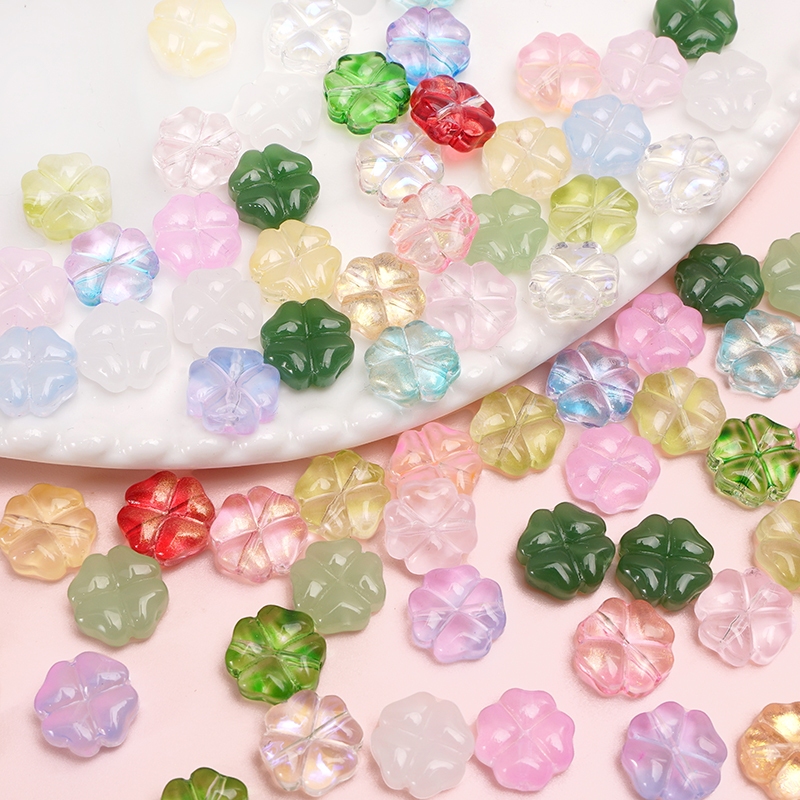 ลูกปัดแก้วลายดอกไม้ 10mm 20ชิ้น/ถุง ลูกปัดตัวหนีบ/ห้อย สำหรับทำต่างหู สร้อยคอ เครื่องประดับ DIY