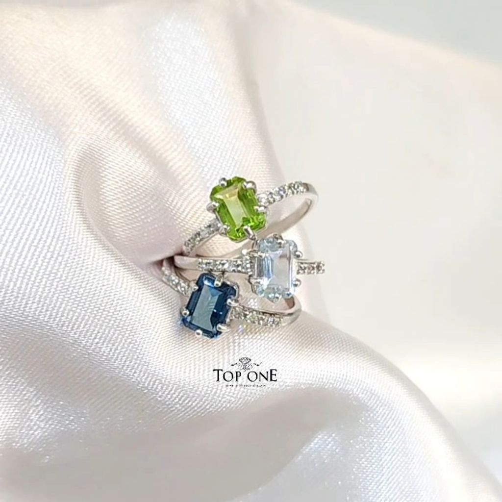 Top1jewelry ต่างหูSunflower พลอยแท้ Tourmaline Tanzanite Amethyst Blue Topaz เงินแท้