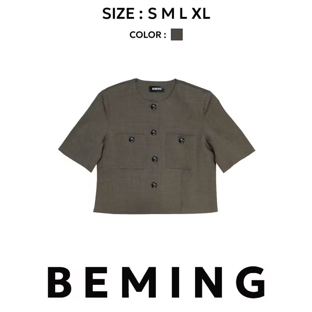 เสื้อ Beming (L)เสื้อเชิ้ต 2 กระเป๋า กระดุมโลโก้ BMG ที่ใส่แล้วดูมีดีเทล ไม่เคยใส่