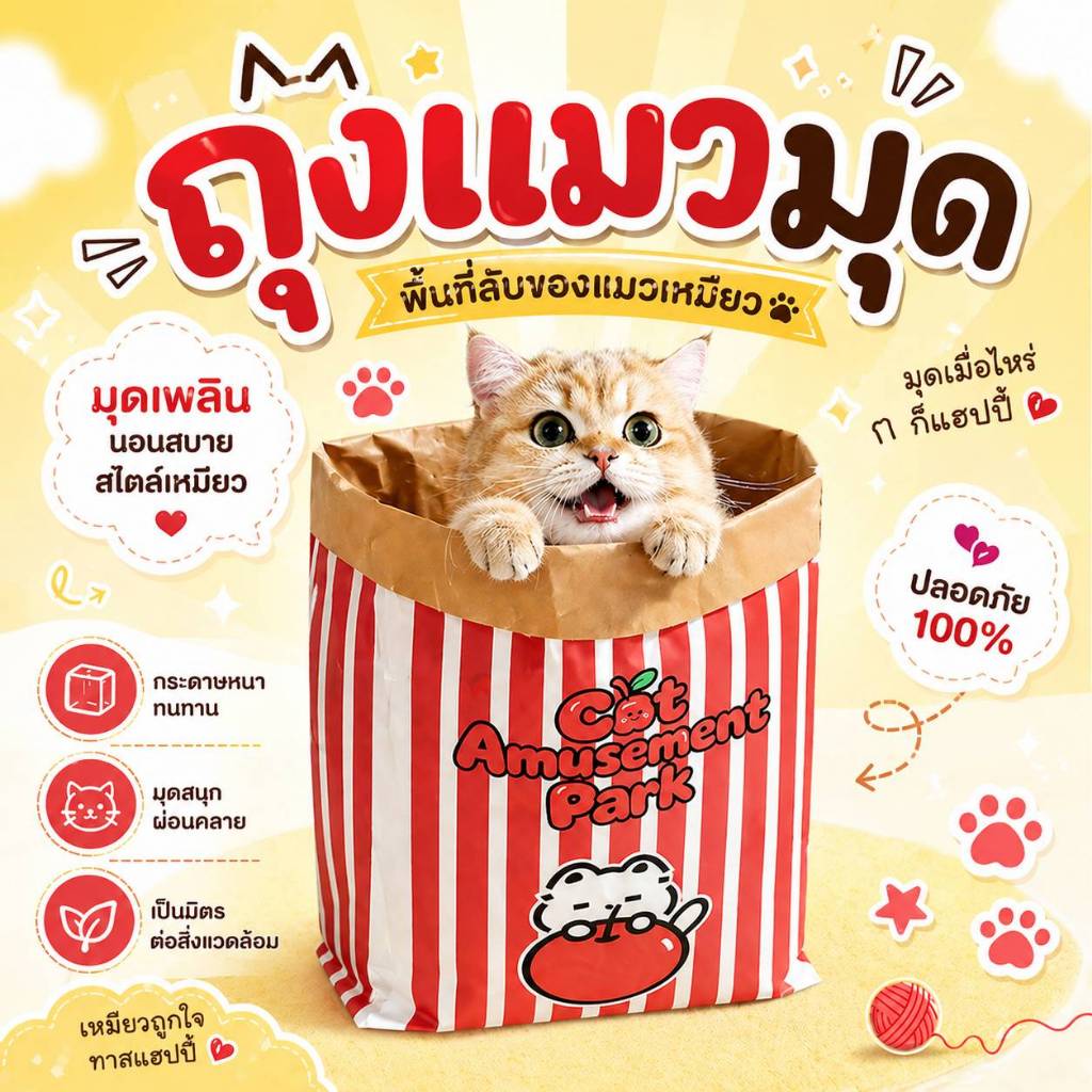 ถุงแมวมุด กระดาษคราฟท์ ของเล่นแมว Cat Toy