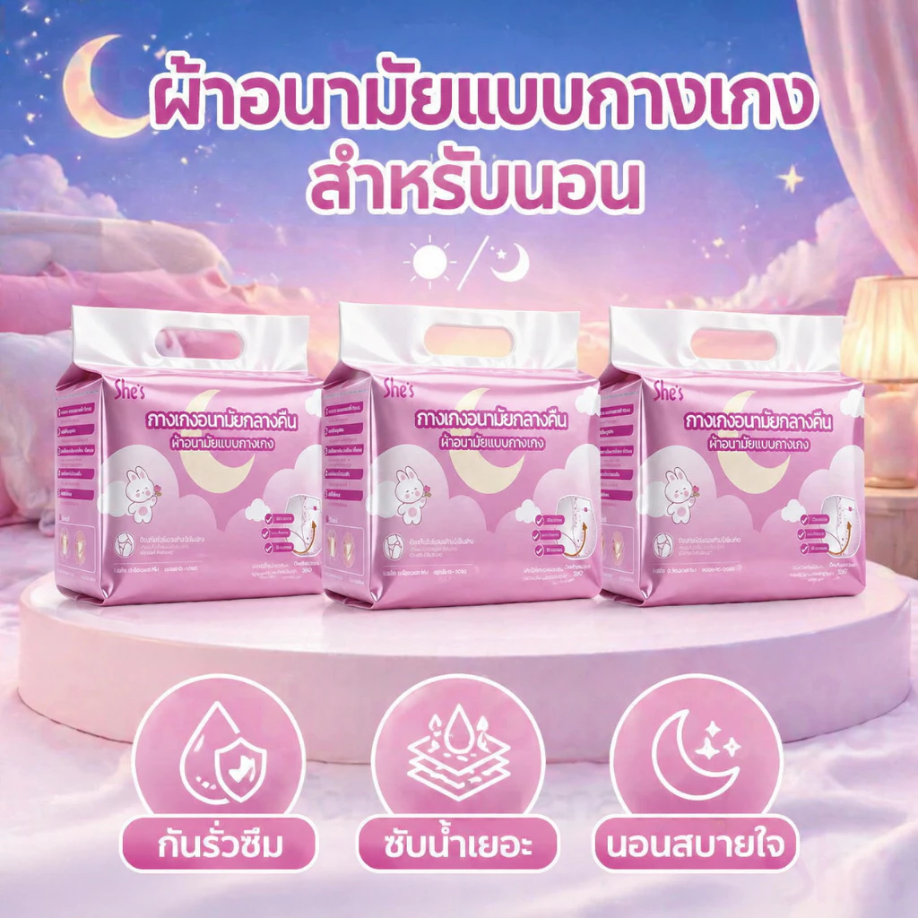 3 แพ็ค (30 ชิ้น)🔥 ผ้าอนามัยแบบกางเกง ผ้าอนามัยกางเกง อัปเกรดผ้าอนามัยระบายอากาศได้ 360° ระบายอากาศได้ดี