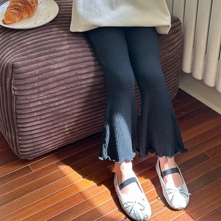 PRINCESS KESLI กางเกงเด็กผู้หญิง กางเกงเลกกิ้งเด็ก กางเกงขาบานสำหรับเด็ก สีพื้น ใส่สบาย ยืดหยุ่น 2-12 ปี