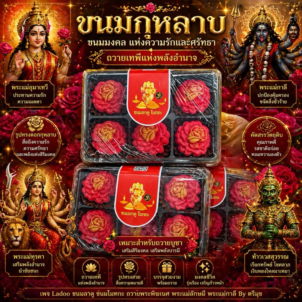[นวราตรี69]ขนมกุหลาบมหาเดวี หอมอร่อย สำหรับ ถวายพระแม่อุมาเทวี พระแม่กาลี  พระแม่ปารวตี พระแม่ทุรคา ท้าวเวสสุวรรณ