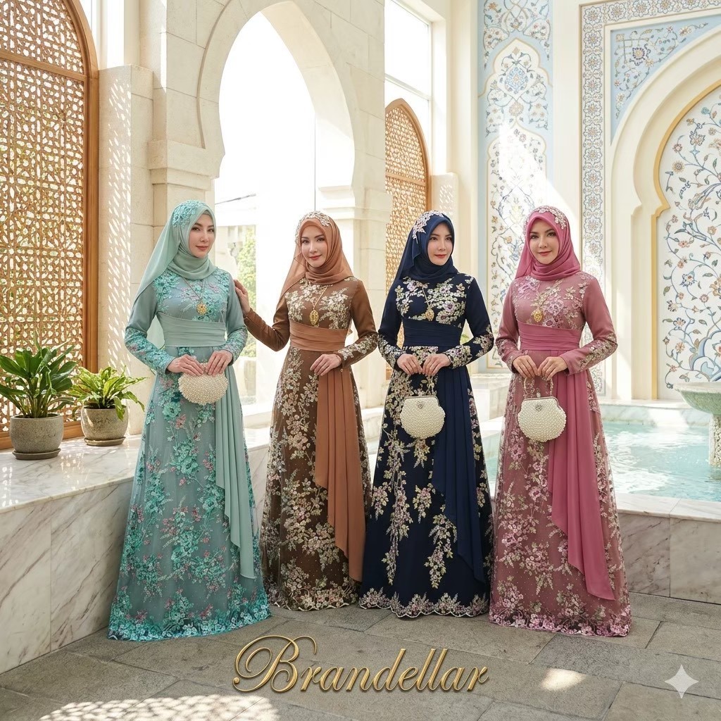 Brandellar รุ่นใหม่ เดรสมุสลิม ชุดเดรสอิสลาม ชุดรายอมุสลิม แฟชั่นมุสลิม เสื้อผ้ามุสลิม อะบายา