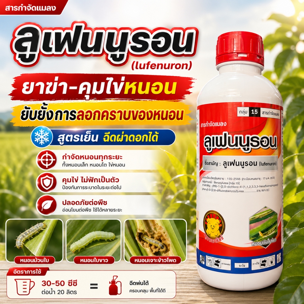 ลูเฟน-หมู ⚡️ ลูเฟนนูรอน ( lufennuron )(1L) สารป้องกันกำจัดหนอน ยั้บยั้งการลอกคราบของหนอน หนอนดื้อยา