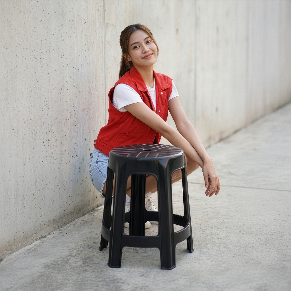 เก้าอี้พลาสติก รุ่นหนา รับได้ 100 กิโลกรัม หัวโล้น เก้าอี้กลม  - 0195 รูปที่ 6