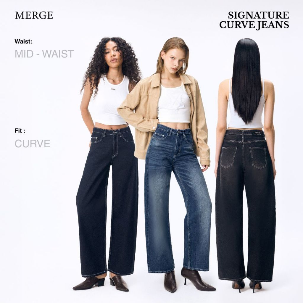 Merge Official - Signature Curve Jeans (Mid Waist) (พร้อมส่ง)