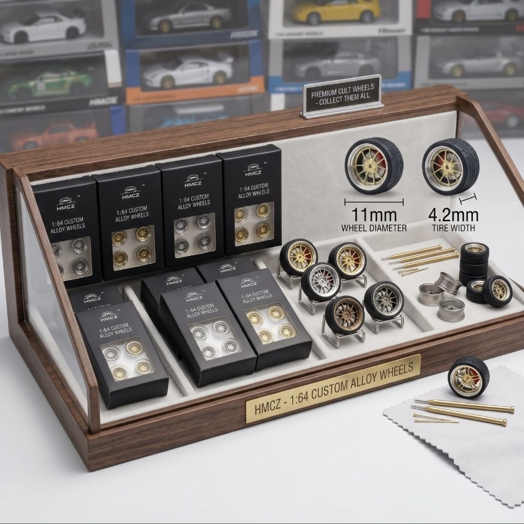HMCZ 1:64 Custom Alloy Wheels – Red Brake Edition (พร้อมเพลา) Gold & Silver