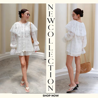 [พร้อมส่ง] DAISYเซตเสื้อเชิ้ตแขนยาวกับกางเกงเอวยืดกางเกงมีซับใน ฮาวาย ทะเล ซัมเมอร์ CARDIGAN_NISTA