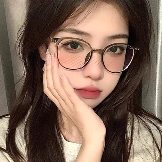 👓แว่นตาแฟชั่น👓 -50~550° แว่นตาสายตาสั้น แว่นป้องกันแสงสีฟ้า กรอบแว่นทรงกลม แว่นตาผู้หญิงสไตล์เกาหลี 113