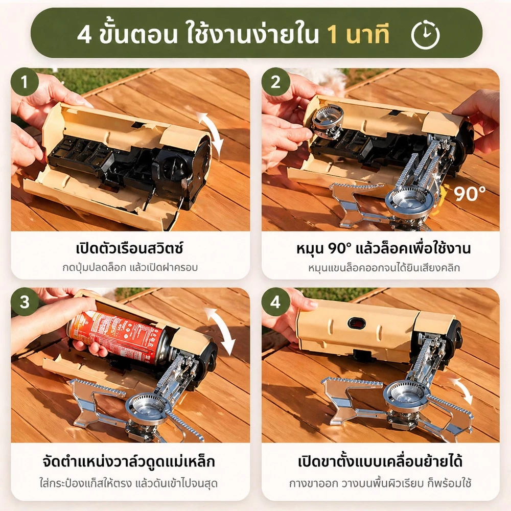 เตาแก๊สพับได้สำหรับแคมป์ปิง เตาแก๊สพกพา เตาแก๊สแค้มปิ้ง เดินป่า เตาแก๊ส ตั้งแคมป์เตาเทปพับแบบพกพาเตากลางแจ้ง thumbnail 8