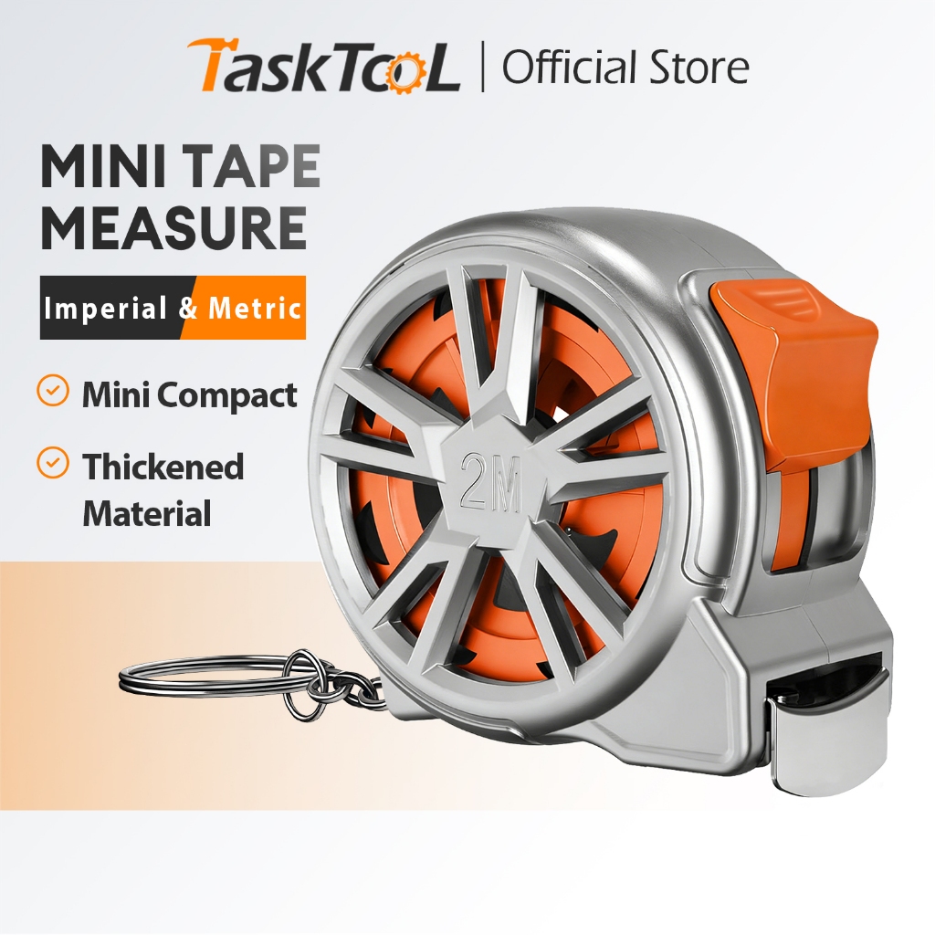 TASKTOOL ตลับเมตร 2 เมตร สายวัด หล็กกล้าไร้สนิม มีตัวล็อค มินิพกพาได้ Steel Measure Tape 6.6Feet